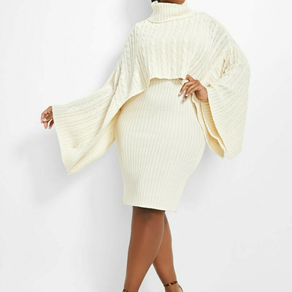 Ashley Stewart Cropped Overlay Sweater Dress